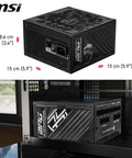 Fully Modular 850W PCIE5 Gaming Power Supply For Gamer Rigs with 80 Plus Gold, installed in a computer case, showing side view.