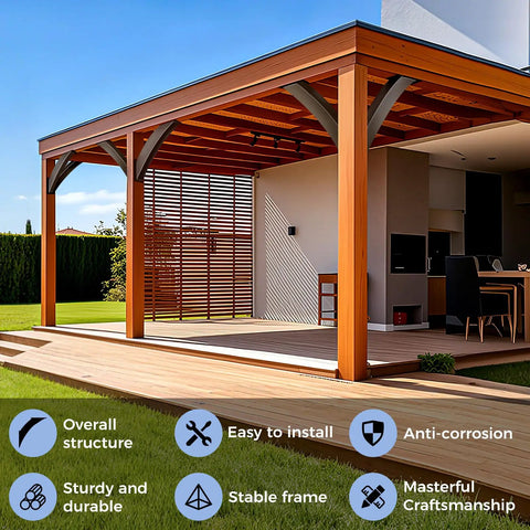 Heavy Duty 45 Degree Arc Angle Bracket Kit For 6x6 Wood Posts, Pergola Gazebo Deck Porch Log Cabin Support Brackets, Built Tough Post And Beam Connectors For Strong, Easy Install