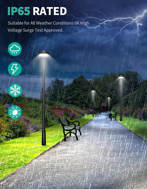 80W LED Post Top Light With Dusk To Dawn Sensor DLC ETL Listed IP65 Waterproof Outdoor Post Top Pole Light lighting pathway