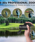 80x100 High Power Monocular With Smartphone Adapter For Bird Watching And Wildlife Viewing, Hunting, Travel, Camping, And Hiking, Ultra Sharp HD Clarity, Fast Focus, Wide Field Of View, Durable Outdoor Scope For Adults, 40-80x zoom shown