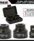 3 Piece Ball Joint Socket Set, 3/4 Inch Drive, For Chrysler Dodge Jeep with 1-59/64 and 2-9/64 Inch sockets and adapter in case