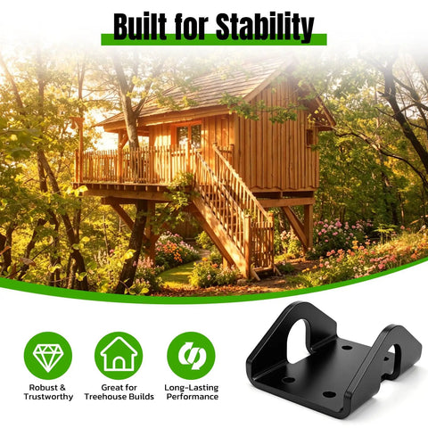 Built for Stability treehouse with Beefy Heavy Duty Treehouse Bracket With Attachment Bolts For 1.25 Inch Lags Or TABs Static Support Plate High Strength Steel Powder Coated Black Load Bearing Treehouse Hardware
