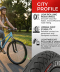 Pair Of 26x1.95 Bike Tires With 3mm Anti-Puncture Kevlar Layer And Inner Tubes, 50-559 Slick City Foldable MTB Tires For Electric, City, Road, Hybrid, Commuter Bikes, 30 TPI on city bike wheel