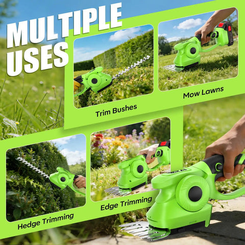2-In-1 600W Cordless Hedge Trimmer And Grass Trimmer 21V Battery Powered Garden Tool for bushes and lawns