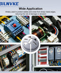 Pro Grade Grey Push In Wire Connectors Screwless Electrical Terminal Blocks No Tools Needed Quick Snap Install for Residential Home Wiring and Junction Boxes Easy To Use, shown in cable protection applications.