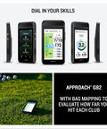 Portable Golf Launch Monitor With 5 Inch Color Touchscreen GPS Handheld, featuring radar metrics display and course mapping.