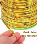 Get Your Hands On This Automatic Twist Tie Machine For Gold Wire Bundling That Ties Up Cables In A Flash With Fast Operation And Super Speed Sealing Gear Perfect For Any Tight Job - Gold ribbon 300 meters roll in hand.