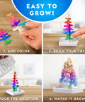 Crystal Growing Tree Kit For Kids, Grow Six Sparkling Crystals In About Six Hours, Hands On STEM Craft Set process steps
