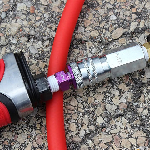 HighFlowPRO V Style Purple Pneumatic Couplers And One Quarter Inch NPT Air Plugs Easy Push To Connect ColorMatch Set Pro Grade Tool Power Compatible With V Style Connectors Box Of Ten