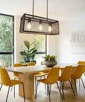 Industrial Five Light Kitchen Island Pendant Light Fixture With Metal Frame In Matte Black Flush Mount Ceiling Hanging