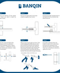 Installation guide for 10 Pack Black 5 Inch Center To Center Cabinet Handles Drawer Pulls Square Hardware instructions and measurements.