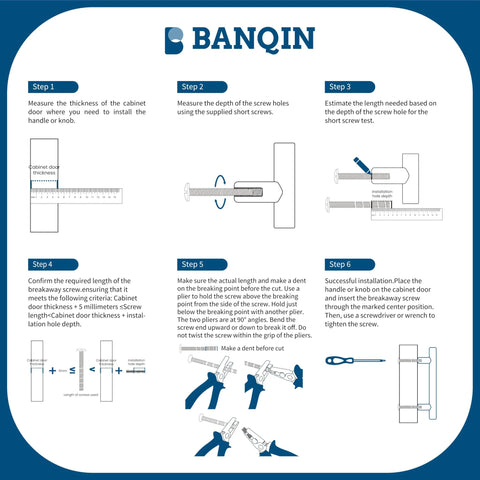 Installation guide for 10 Pack Black 5 Inch Center To Center Cabinet Handles Drawer Pulls Square Hardware instructions and measurements.