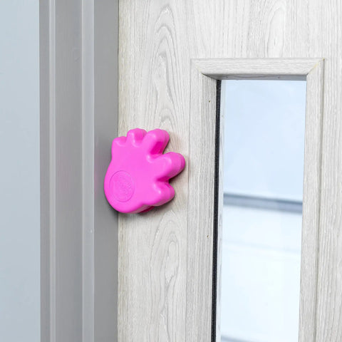 Anti Slam Door Finger Trap Stoppers For Kids 2 Pack Pink Easy Adhesive Install Durable Plastic C Shaped Guards on door