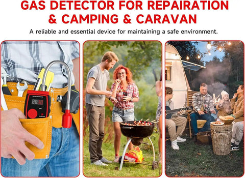 Portable 3 In 1 Carbon Monoxide And Carbon Dioxide Detector With 12 Inch Bendable Probe in use at camping and repair sites