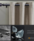 Heavy Duty Black Curtain Rod For Windows 48 To 84 Inches, 1 Inch Adjustable Drapery Rod With Crystal Ball Finials installed in window