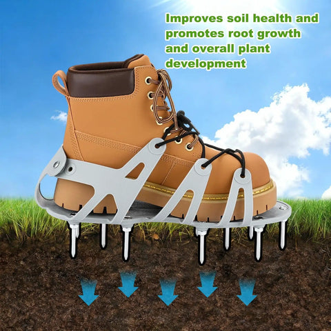 Lawn Aerator Shoes With Wrap Around Lacing And 22 Nails For Deep Soil Aeration In Yards, Patios And Gardens