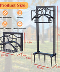 Heavy Duty Outdoor Garden Hose Holder With 5 Spikes And Basket, Freestanding Metal Hose Stand dimensions illustration