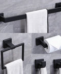 Matte Black 5 Piece Stainless Steel Bathroom Hardware Set With 23 Inch Towel Bar And Towel Rack Rustproof SUS 304 Built To Last