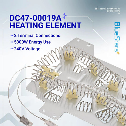 Samsung Dryer Heating Element Kit With Thermostat And Thermal Fuse Bracket 5300W 240V Replacement DC47-00019A detail image