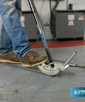 Get This Awesome 2 in 1 Dual Shoe Conduit Bender For Quick EMT And Rigid Pipes in use on 1/2 inch EMT pipe.