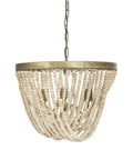 Draped Wood Bead Chandelier With Gold Washed Metal Base And Brushed Finish Long 10 Foot Cord And 6 Foot Chain Hand Selected Natural Beads