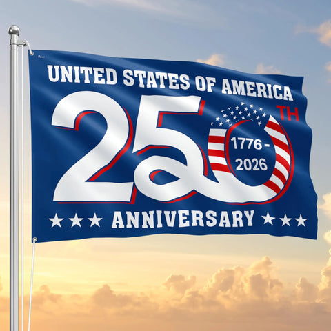 Patriotic Outdoor Flag Commemorating the USA 250th Anniversary With God Bless America and Liberty Symbols, Double Sided 3x5 ft Yard Flag