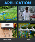 Image showing applications of Silicone Tubing 12mm ID X 15.9mm OD High Temp Hose 3.3 Ft Red in garden, laboratory, machine, and farm.