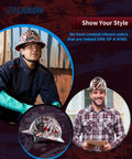 Full Brim Hard Hat With Premium American Flag Design OSHA Approved Type I Top Impact Class C FRP Safety Helmet With 4 Point Adjustable Ratchet Suspension Lightweight And Durable worn by workers