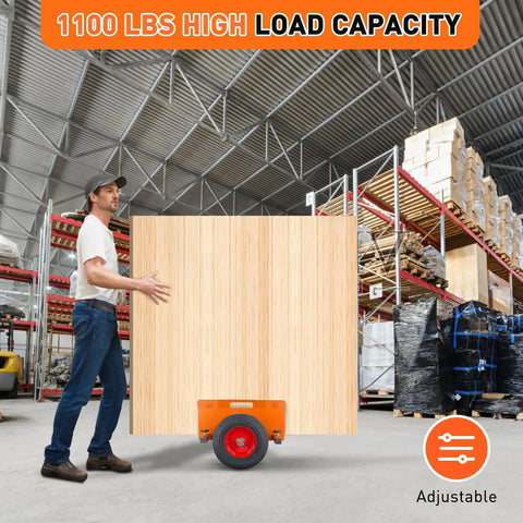 Man transporting plywood with All Terrain Panel Dolly With 1100 Lbs Capacity Adjustable Clamp Panel Cart in warehouse