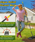 Heavy Duty Lawn Leveling Rake With 17 Inch By 10 Inch Stainless Steel Ground Plate And 60 Inch Handle For Anti Flipping Operation