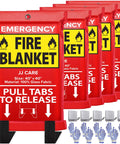 5 Pack Fire Blanket Set With Hooks And Gloves, 40x40 Inch Emergency Fire Blanket For Home, Kitchen And Camping, red with gloves