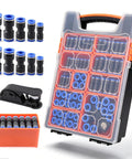 Rock Solid 180 Piece Push To Connect Air Hose Fittings Assortment Kit With Quick Release Straight Pneumatic Quick Connectors In 1/8 Inch 1/4 Inch And Metric Sizes For Lightning Fast Hookups No Leaking Allowed, organizer case
