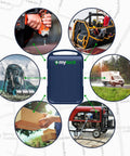 Keep Your Gear Locked Down With This Rugged GPS Asset Tracker All Week Battery Life Real Time Location Updates Via Smartphone App For Trucks Cars And Equipment Security, showing usage scenarios including tools and vehicles.