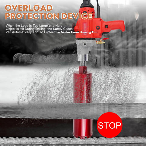 Beefy Diamond Core Drill Rig Handheld Wet And Dry Core Drilling Machine with 1-1/4-inch spindle drilling concrete surface
