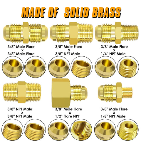Image showing brass adapters for 6 Ft High Pressure Propane Hose Extension With Conversion Couplings For BBQ Grill Fire Pit And Heater.