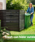 No-Dig Metal Privacy Fence Screen For Outdoor AC Unit Cover And Trash Bin Enclosure, 42 Inch High By 38 Inch Wide