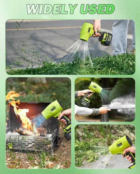 Cordless Leaf Blower Handheld Portable Dust Cleaner with Adjustable Speed and 180000 RPM used for various tasks.