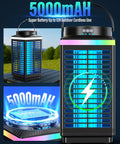 Outdoor Cordless Mosquito Zapper With 4200V Electric Grid And LED Blue Light 3 In 1 Portable Rechargeable Zapper Waterproof IP67
