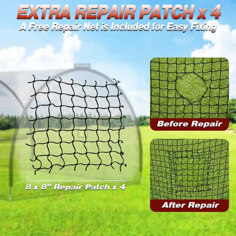 Backyard Batting Cage 22x10x10 Ft Portable Baseball And Softball Cage With Zipper Door 4 Ply Anti Tear Netting And Sturdy Steel Frame repair patches