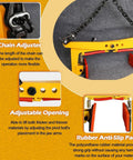 Detailed view of Heavy Duty Granite Slab Lifting Clamp With Killer Grip showing chain adjuster, adjustable opening, and rubber anti-slip pads.