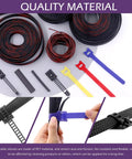 Expandable Braided Cable Sleeve And Heat Shrink Tube Kit with nylon cable ties and fastening ties, close-up on materials