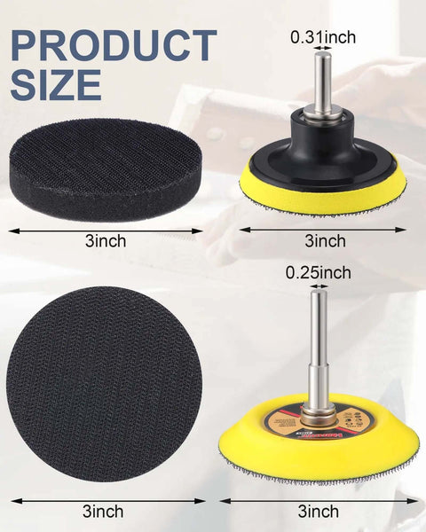 All In One 261 Piece 3 Inch Sanding Discs Kit With Wet Dry Sandpaper Sheets Grits 60 To 10000 Carbide Hook 3 inch backer plates