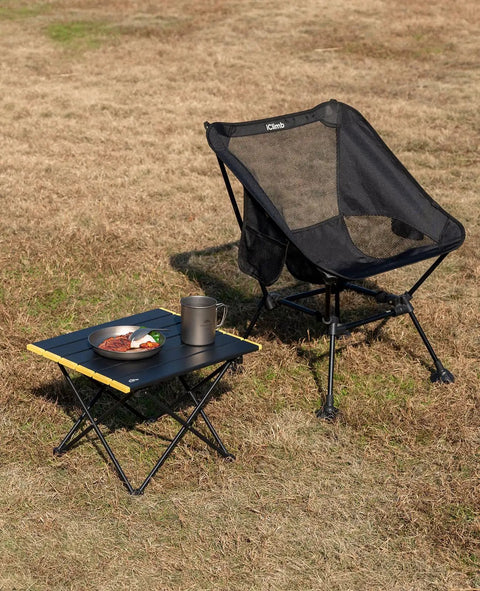 Ultralight Camping Folding Beach Chair With Anti Sinking Large Feet And Back Support Webbing, Compact Square Frame, Black Portable Seat