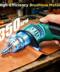 Heavy Duty Cordless Electric Scissors delivering zero-fuss 350Rpm cutting power on leather with a brushless motor.