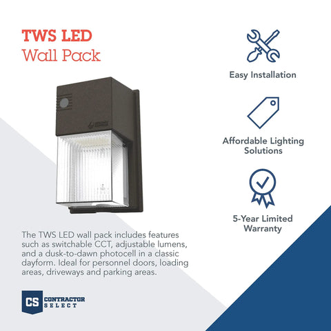 7 Inch Mini LED Wall Pack Outdoor Light Fixture With 3 Way Selectable CCT and Dusk To Dawn Photocell, bronze finish close-up