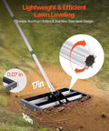 Updated Lawn Leveling Rake With Roller 17 Inch By 10 Inch Stainless Steel Lawn Leveler With 63 Point Four Inch Adjustable Handle