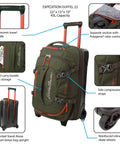 Rugged Rolling Duffel Bag For Travel And Carry On, Stand Alone Upright Design, 22 Inch Luggage In Dark Thyme, Eddie Bauer Expedition 2.0
