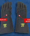 Arc Flash Gloves 25 Cal TCG Series Large Size for Electricians showing generous fit and flame resistant features