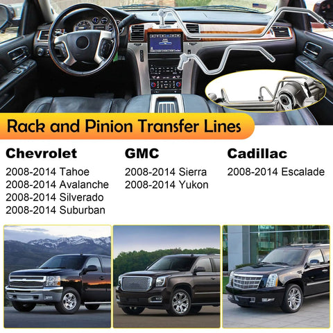 Rack Pinion Transfer Lines Kit For 2008-2014 Chevy Silverado Tahoe Suburban Avalanche GMC Sierra Yukon Escalade
