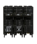 Front view of Three Pole 40 Amp 240V QP Circuit Breaker With Insta Wire Plug In Connection 10000 AIC Easy Enclosure Install